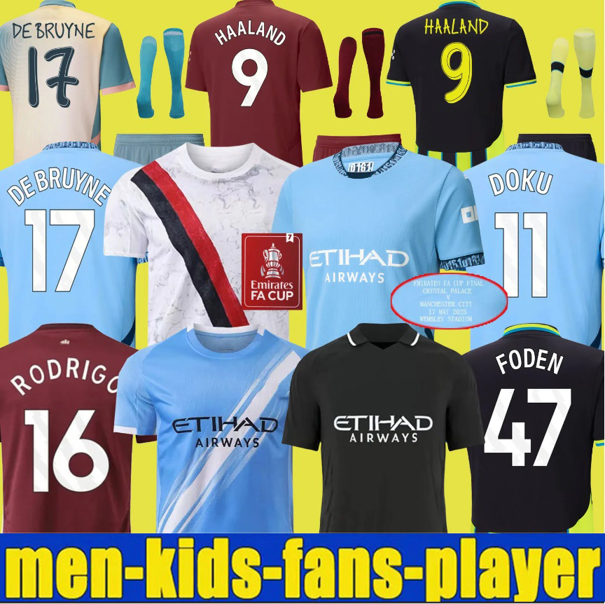25 26 9 Haaland SOCCER JERSEYS player fans Kovacic 10 GREALISH 17 DE BRUYNE 47 FODEN EDERSON M 2024 2025 football shirts men kids kit Goalkeeper Man City Third home away