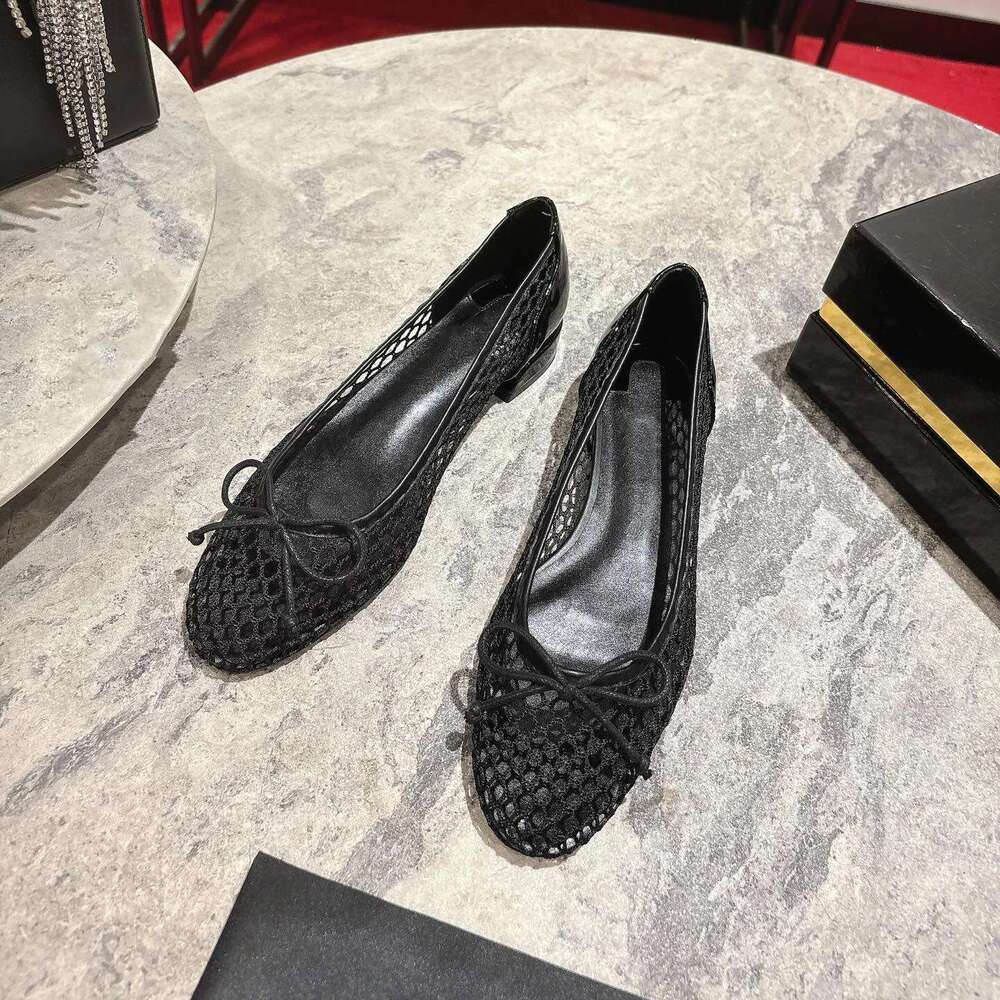 New Women Size34-42 Mesh Ballet Flats Butterfly Knot Genuine Leather Low Heels Leisure Designer Shoes Zapatillas De Mujer