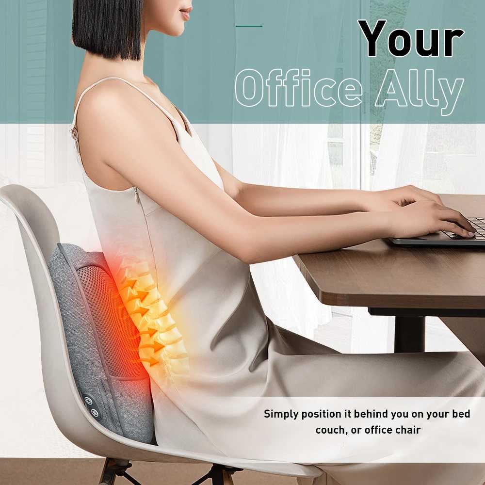 Shiatsu Back and Neck Massager with Heat Deep Tissue Kneading Electric Massage Pillow for BackShoulder mothers day giftsW250512