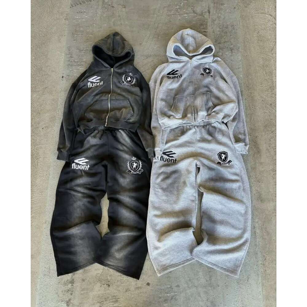 Fashion Brand Embroidered Letters Casual Color Men's And Women's Oversized Sportswear Sweater Pants Designer