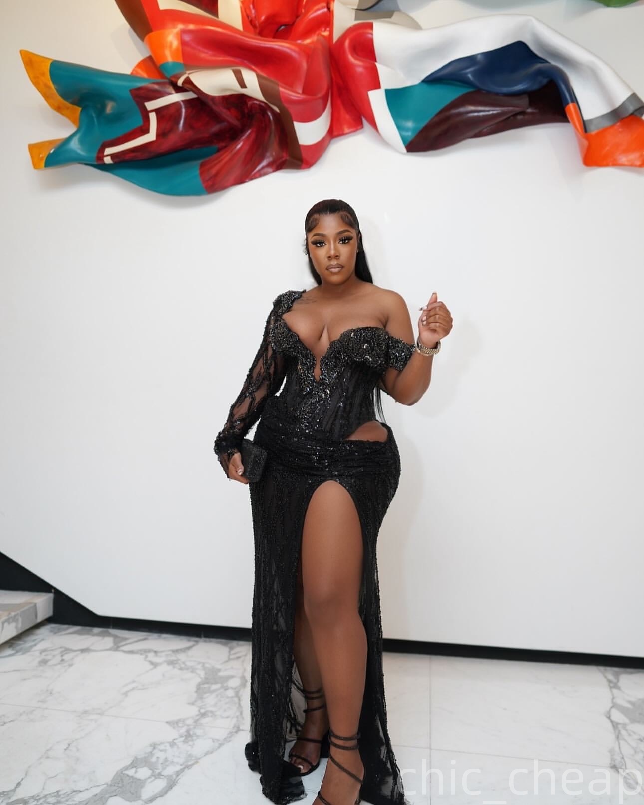 Black Mermaid Plus Size Prom Dresses 2025 One Shoulder Crystals Sequined Evening Formal Party Second Birthday Engagement Gowns Dress For Special Occas