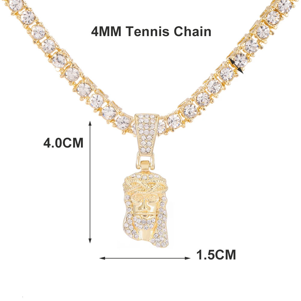 Jesus Christ Piece Head Face Pendant For Men Iced Out Shining Crystal Charm Necklace With Chain Hip Hop Jewelry 250509