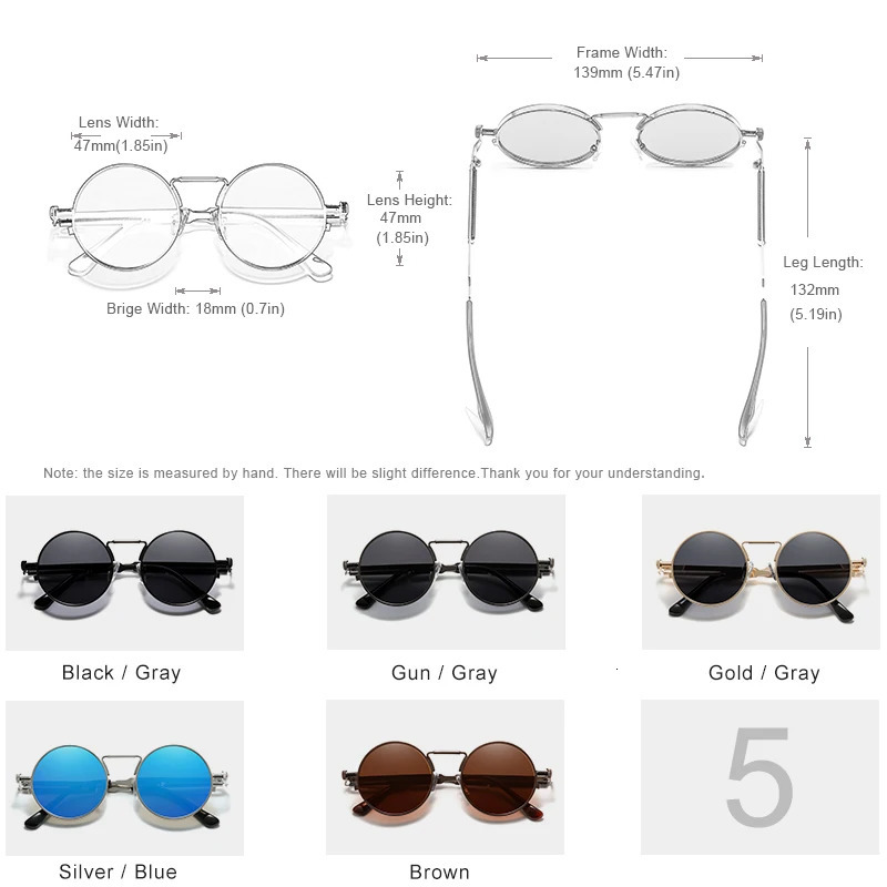 KINGSEVEN High Quality Gothic Steampunk Sunglasses Polarized Men Women ner Vintage Round Metal Frame Sun Glasses 250512