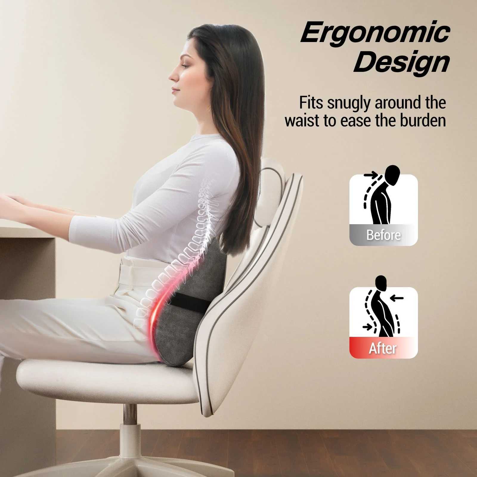 MERACH Back Massager Heated Support Pillow with 4 Shiatsu Massage Heads Memory Foam Cordless Use for Office Car or Home ChairW250512