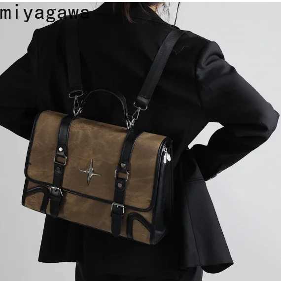 Miyagawa Womens 2023 New Fashion Student One Shoulder Crossbody Large Capacity College Style Spicy Y2k Backpack Z250512