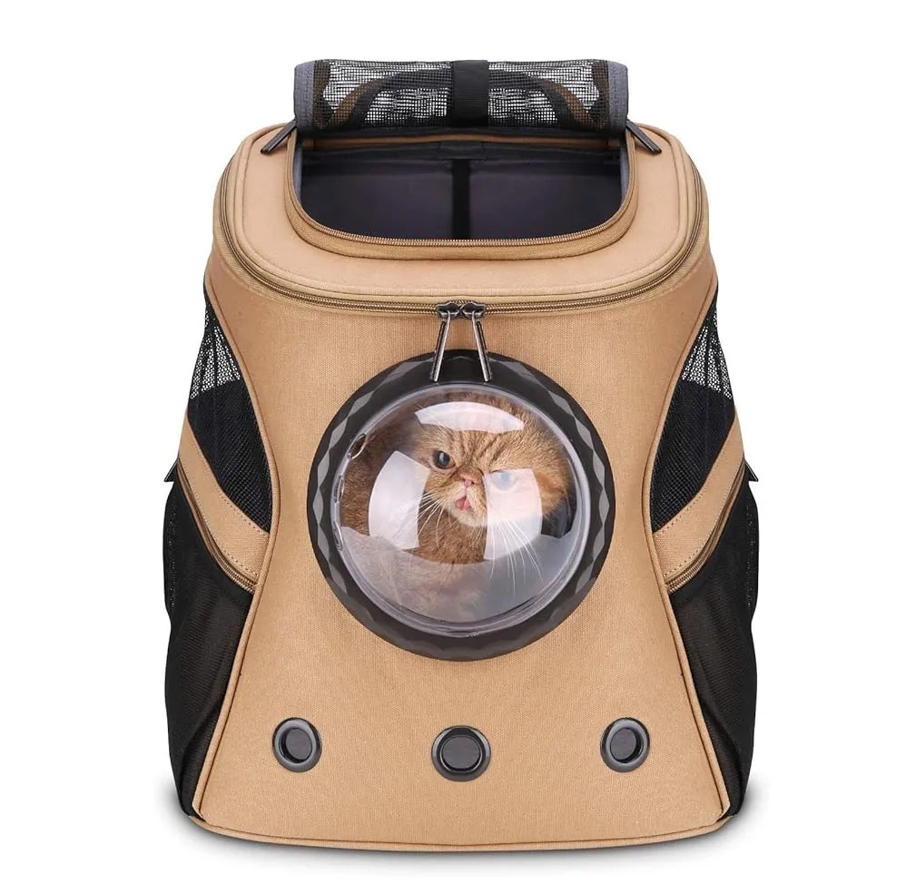 Large pets carry backpacks, bubble backpacks carry fat cats and puppies, and airlines approve easy travel 01