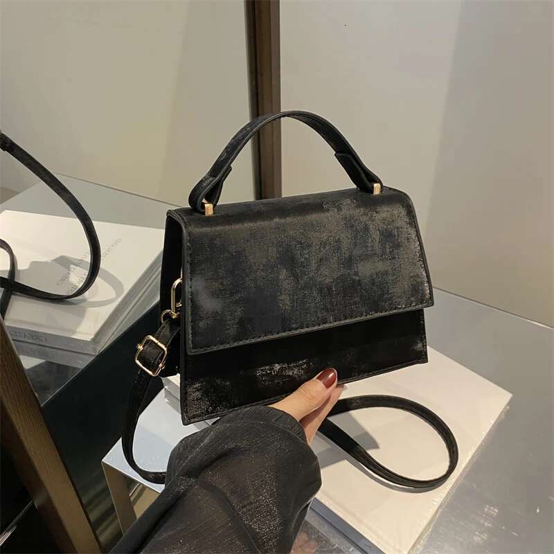 Women Shoulder Adjustable Strap PU Leather Crossbody Solid Satchel Purse Small Square Travel Commuter Bag