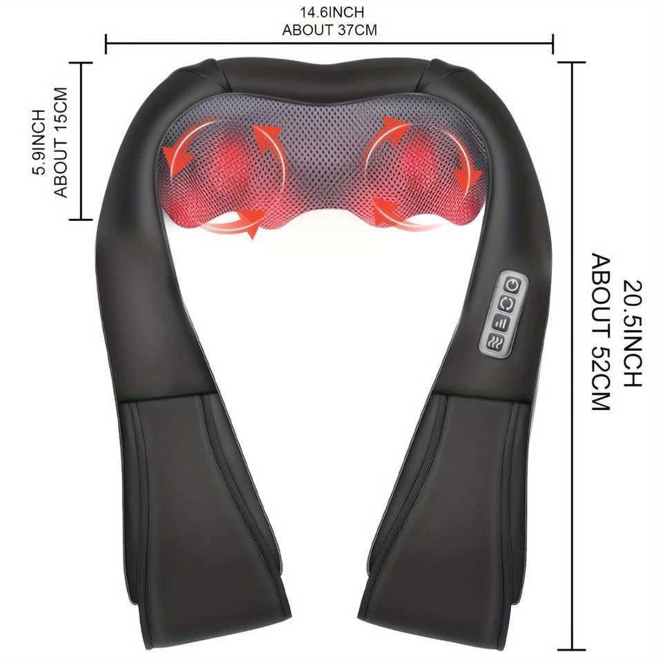 Shiatsu Neck And Back Massager With Heat Deep-Kneading Tissue Pain Relief 3D Kneading Massage Pillow For Office Car Use RelW250512