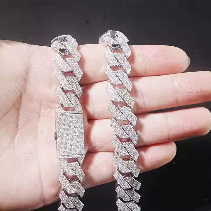 SICGEM INT Hip Hop Men's Cuban Chain 15mm Moissanite Jewelry Dia S Sliver 14K Karat Gold Necklace