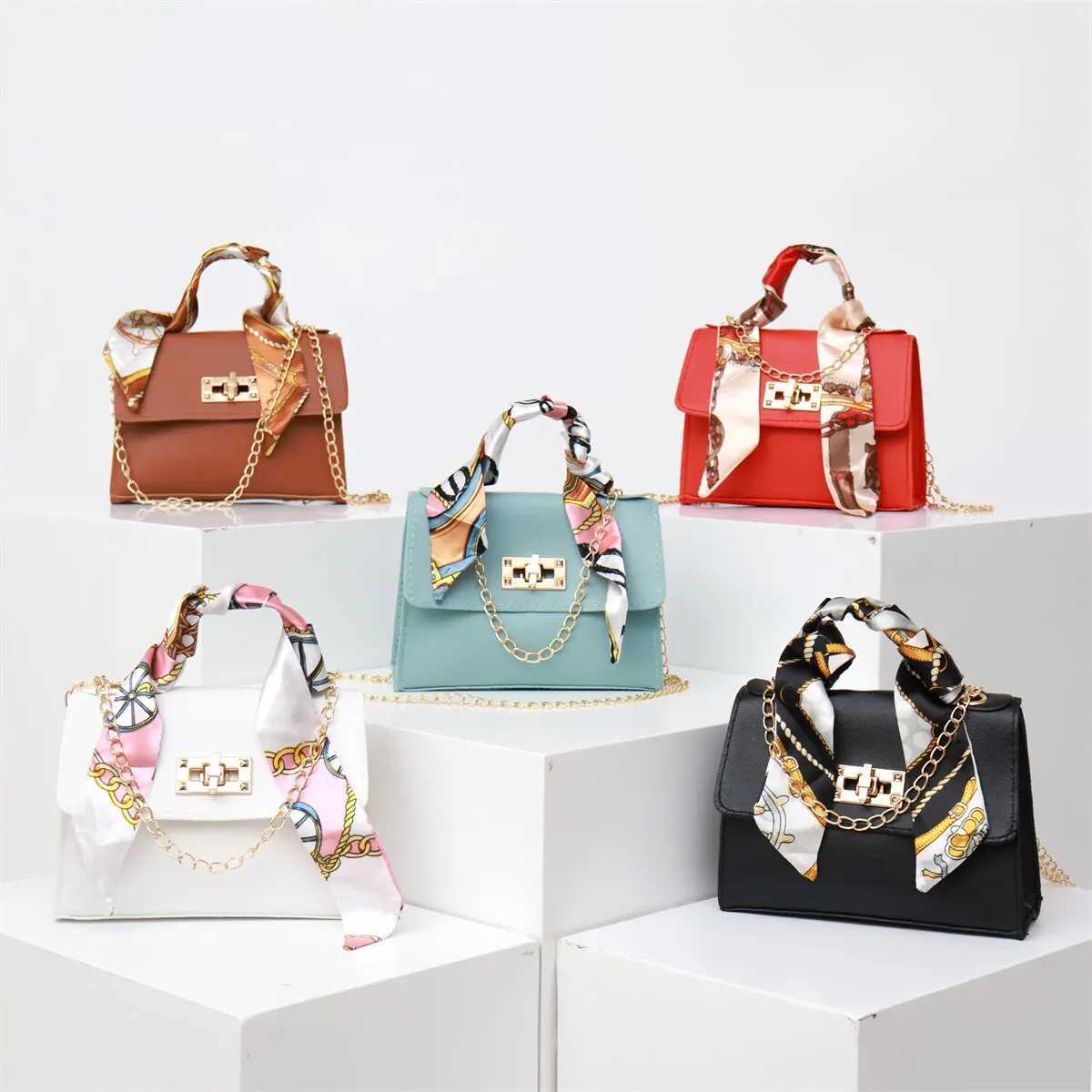 Women Fashion Simplicity Solid Color Handbag Niche Design Silk Scarf Mini Chain Single Shoulder Crossbody Bag Bandolera Z250512