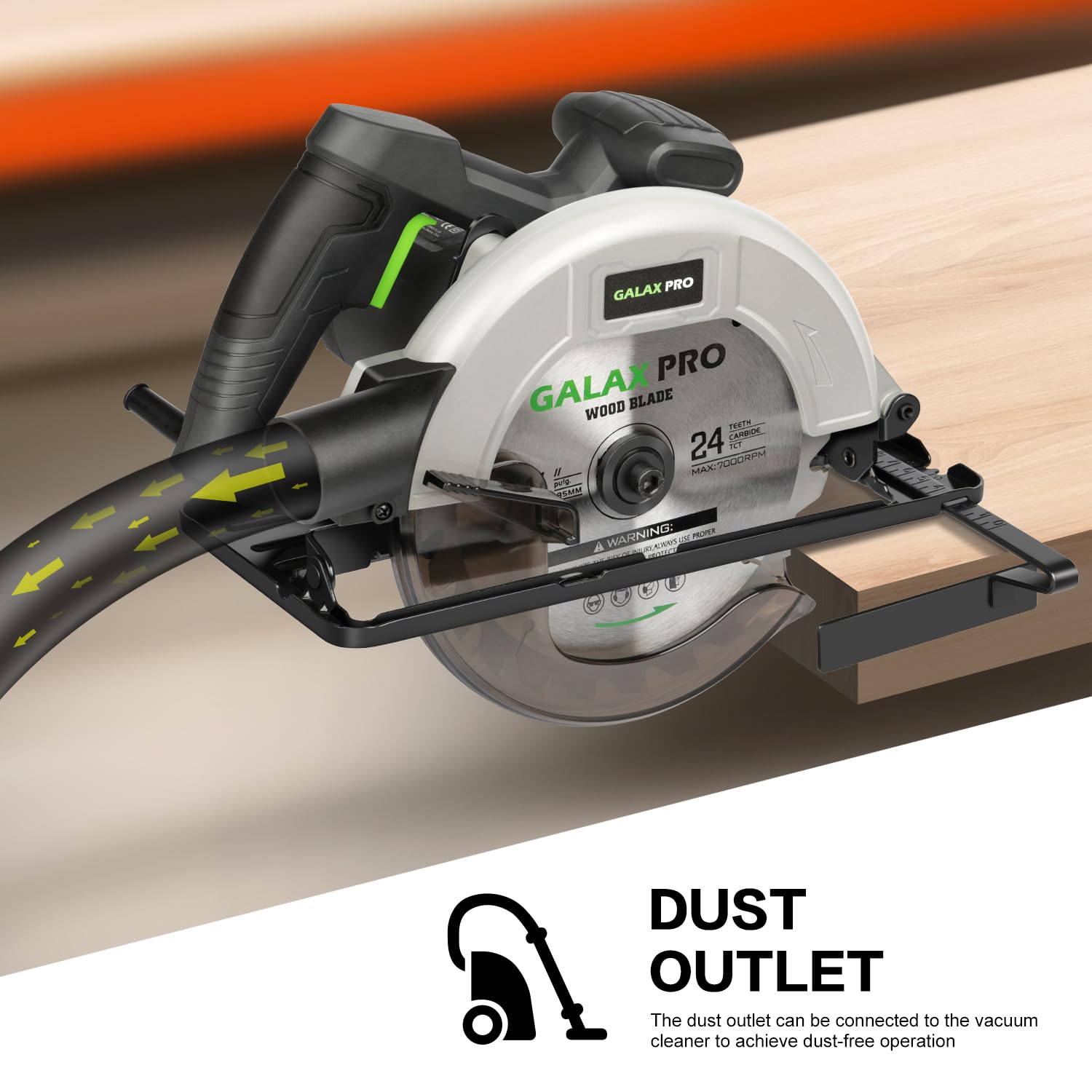 GALAX PRO 1400W Circular Saws, Max 6000 RPM Pure Copper Motor Electric Saws, Adjustable Cutting Depth and Angle: 62mm(90 °)-48mm(45 °) Dust Collection