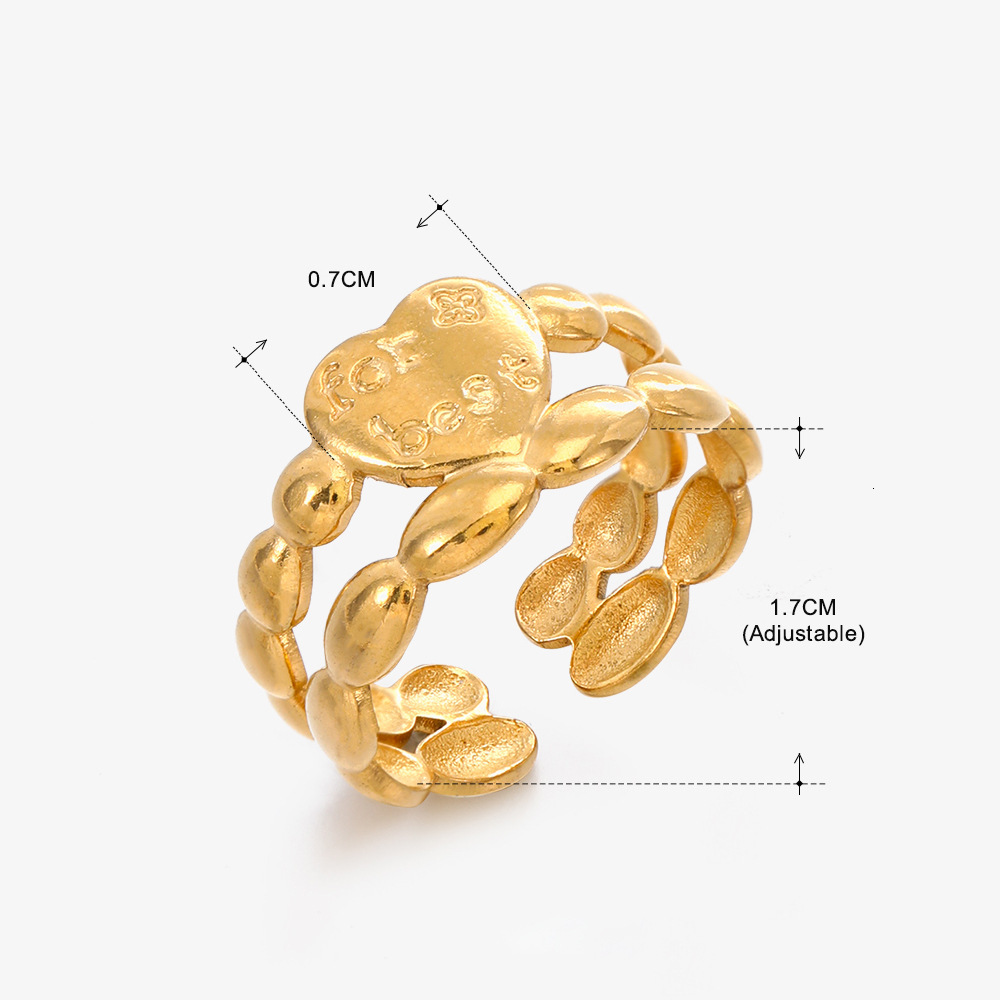 Fashionable stainless heart for women, popular and personalized, with adjustable titanium steel ring opening