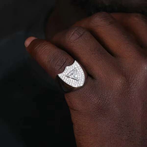 Real 925 Silver Classic Ring Iced Out Custom Moissanite Diamond Rings For Men Real Gold Plated Hip Hop Charm Jewelry Gifts