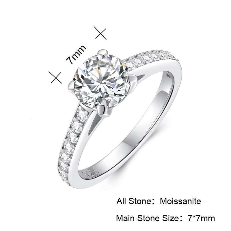 Customized 14K 18K White/Yellow/Rose Gold Classic Engagement Ring Claw Set Circular Cut D-VVS Moissanite Gem for Anniversary
