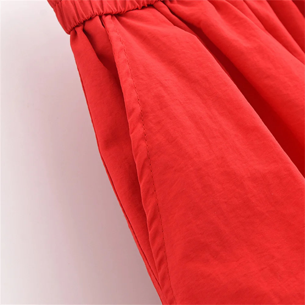 UNIZERA2024 Summer Casual Womens Solid Color Collar Short Sleeve Midi Ski Set 250430Z