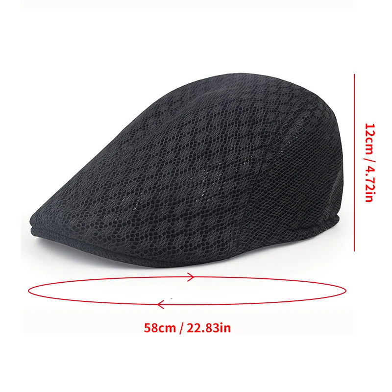 Mens Mesh Hat sboy Flat Cap Simple Plain Color Breathable Summer Hunting Driver Golf Beret 250512