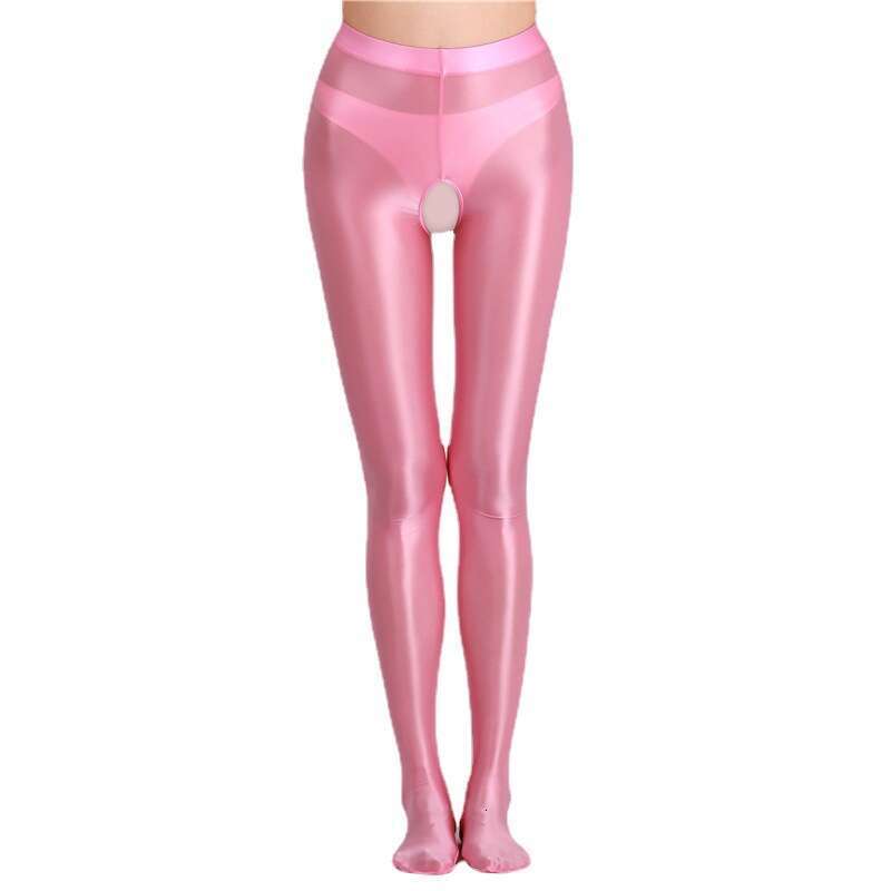 Patent Leather Sexy Lingerie Internet Celebrity Silk Lubricant Glossy Large Size Open Cut Non Removable Jumpsuit Pantyhose Sexy A KQ
