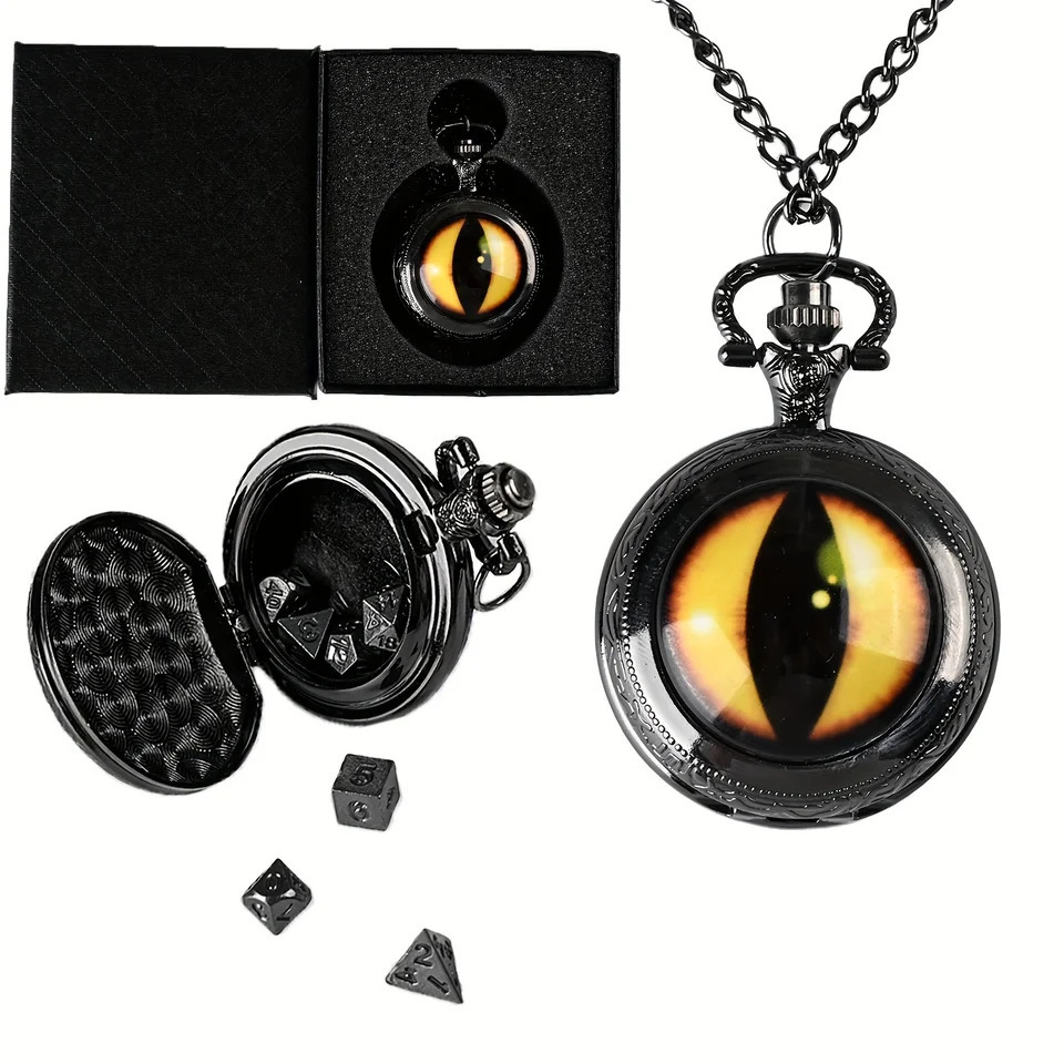 7pcs DND Mini Dice Set With Pocket Watch Shell Portable Polyhedral Metal Dice Perfect for Dungeons and Dragons card Board Game 250512