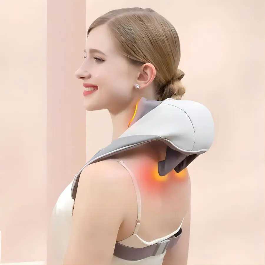 Wireless Neck Shoulder and Back Massager Brushless Motor 6D Deep Tissue Kneading Massage Pillow Shawl Best Gifts for Women MenW250512