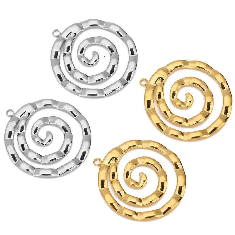 4pcs Stainless Steel Waterproof Large Spiral Circle Pendants Mosquito Coil Charms for DIY Earrings Necklace Jewelry Accessories 250512