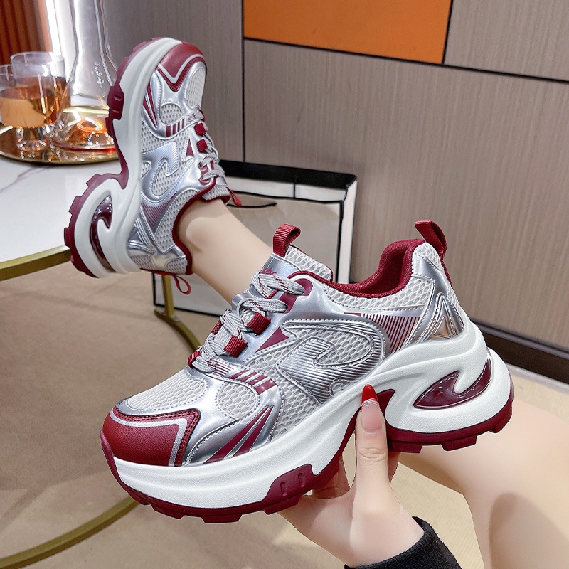 Net face old father shoe female model small summer new style thick soles all go fashion casual sports shoes female