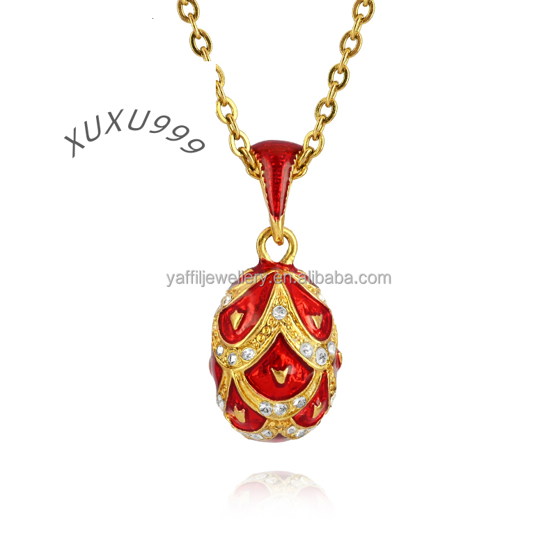 2025 Hottest Pendant Necklace Jewelry Brass Enamel Hand Plated Scaly Pattern Vintage Egg Pendant Necklace