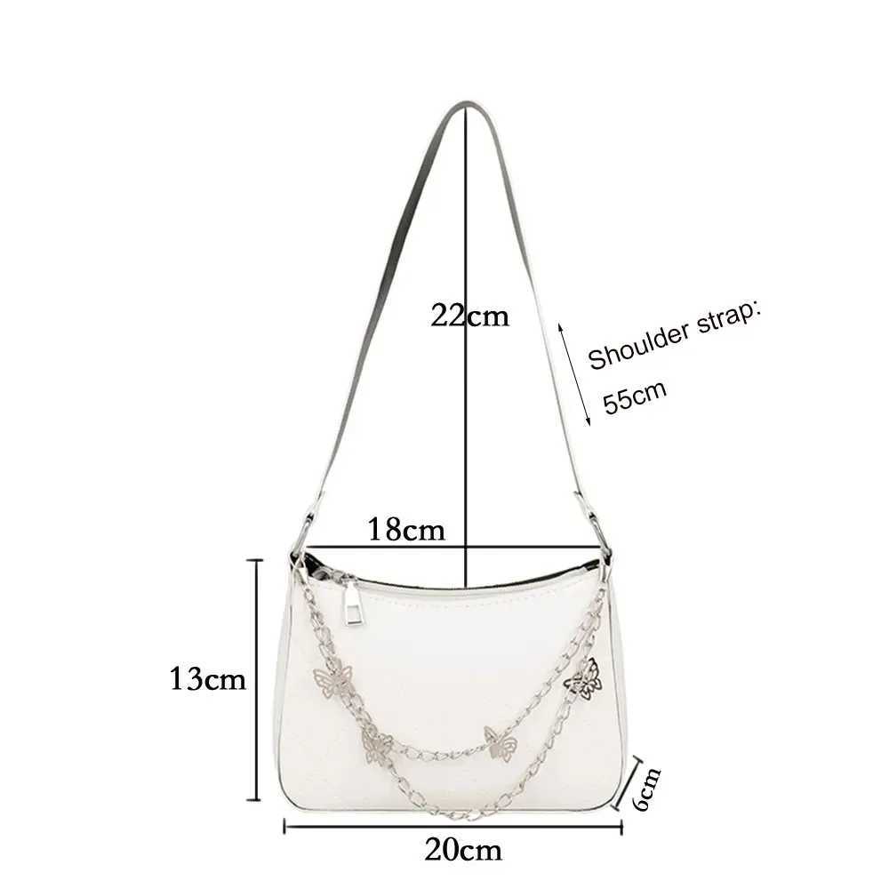 2023 New Trendy Vintage Women Messenger Bag PU Leather Butterfly Chain Pure Color Zipper Handbag Fashion Underarm Bags Z250512