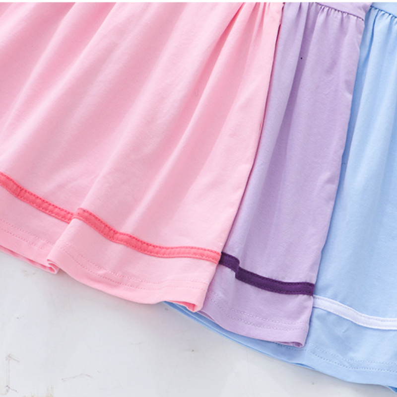 DISNEY Frozen Princess Elsa kids designer clothes Summer girl short-sleeved dress little girl color-changing sequin princess dress cartoon cotton.