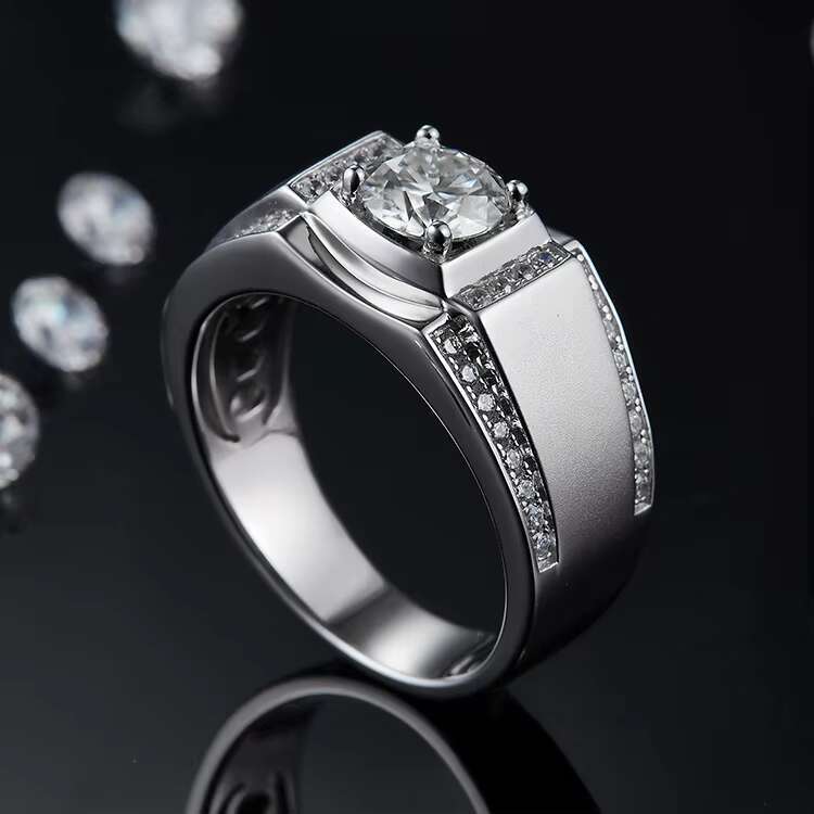 Moissanite Engagement Ring VVS 925 Sterling Silver Moissanite Rings for Mens Wedding Bands