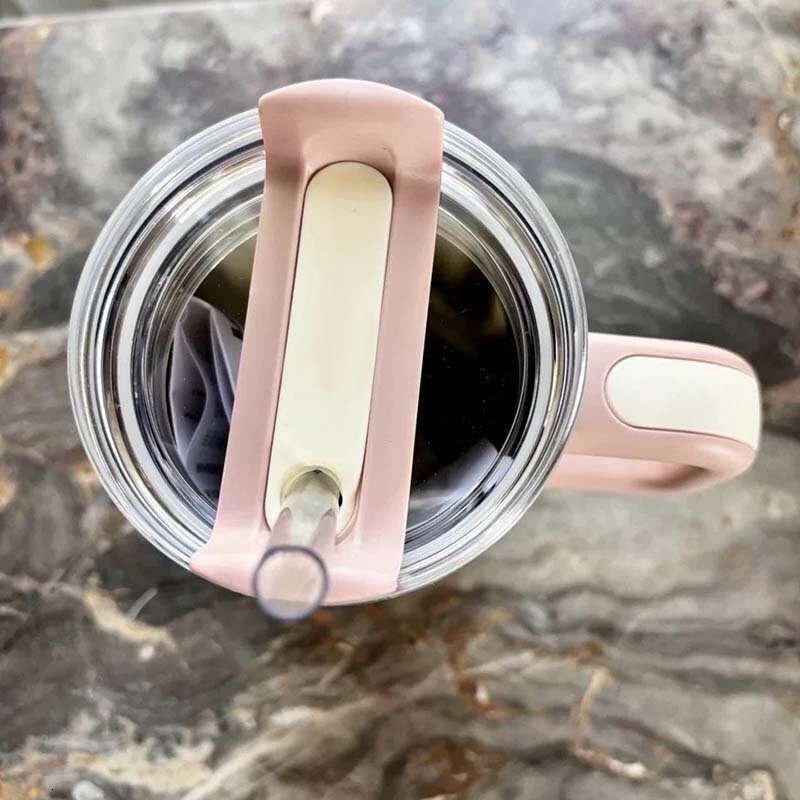 Striped 20Oz Handle Car 304 Stainless Steel Vacuum Insulated Large Capacity Outdoor Portable Straw Cup B5