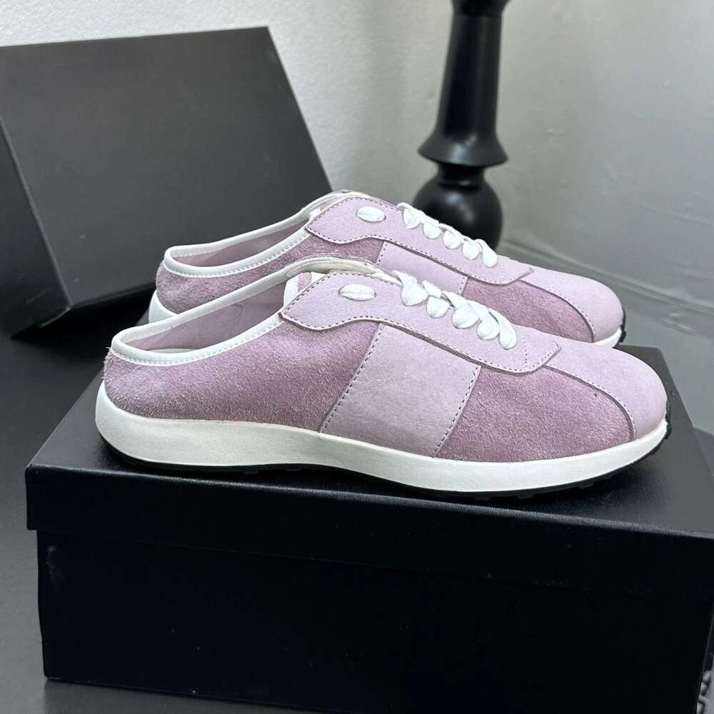 Women Size35-41 Genuine Leather Sneakers Natural Cow Suede Slippers Sports Mules Flats Designer Shoes Zapatillas De Mujer