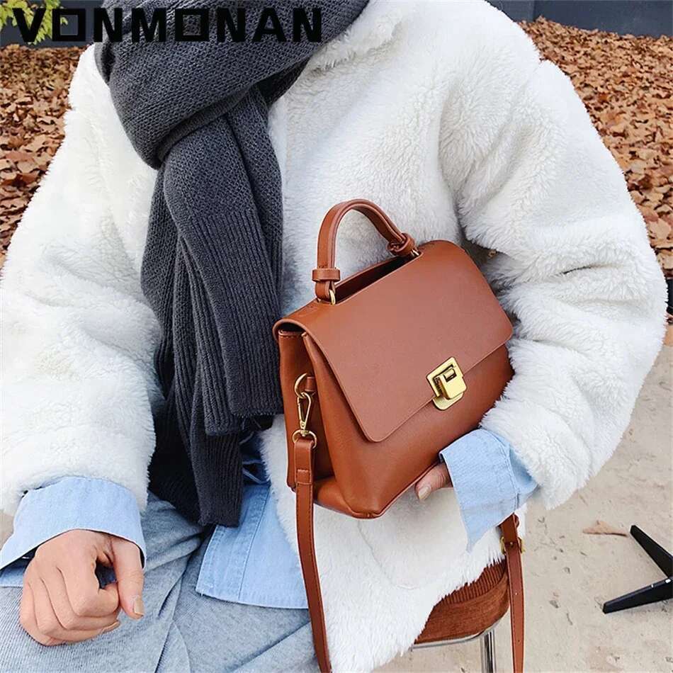 Vintage Tote Winter New Quality PU Leather Women's Handbag Purses Designer Mini Shoulder Messenger Bag
