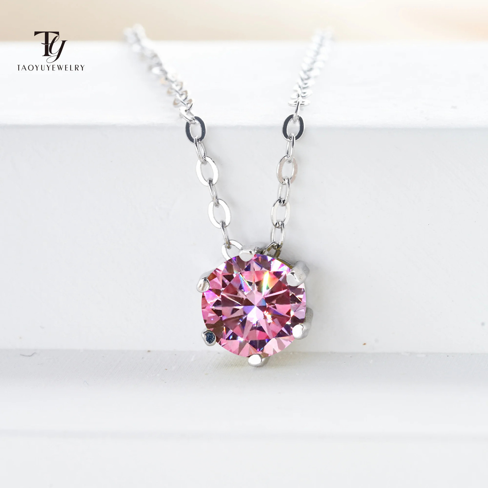 1CT Six Prong Setting Necklace D Color VVS1 Lab Diamond Pendant For Women 925 Sterling Silver Wedding Jewelry 250512