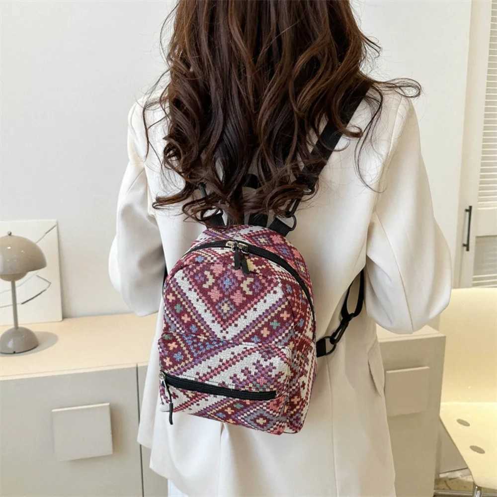 Zipper Female Backpack Portable Ethnic Style High-capacity School Backpack Adjustable Mini Shoulder Bag Adult Z250512