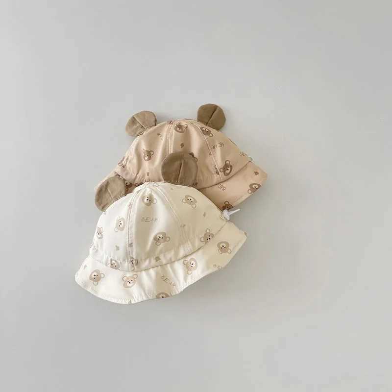 Cute Bear Baby Bucket Hat With Ears Spring Summer Infant Girl Boy Basin Cap Outdoor Toddler Kids Sun Protection Fisherman Hat R250512