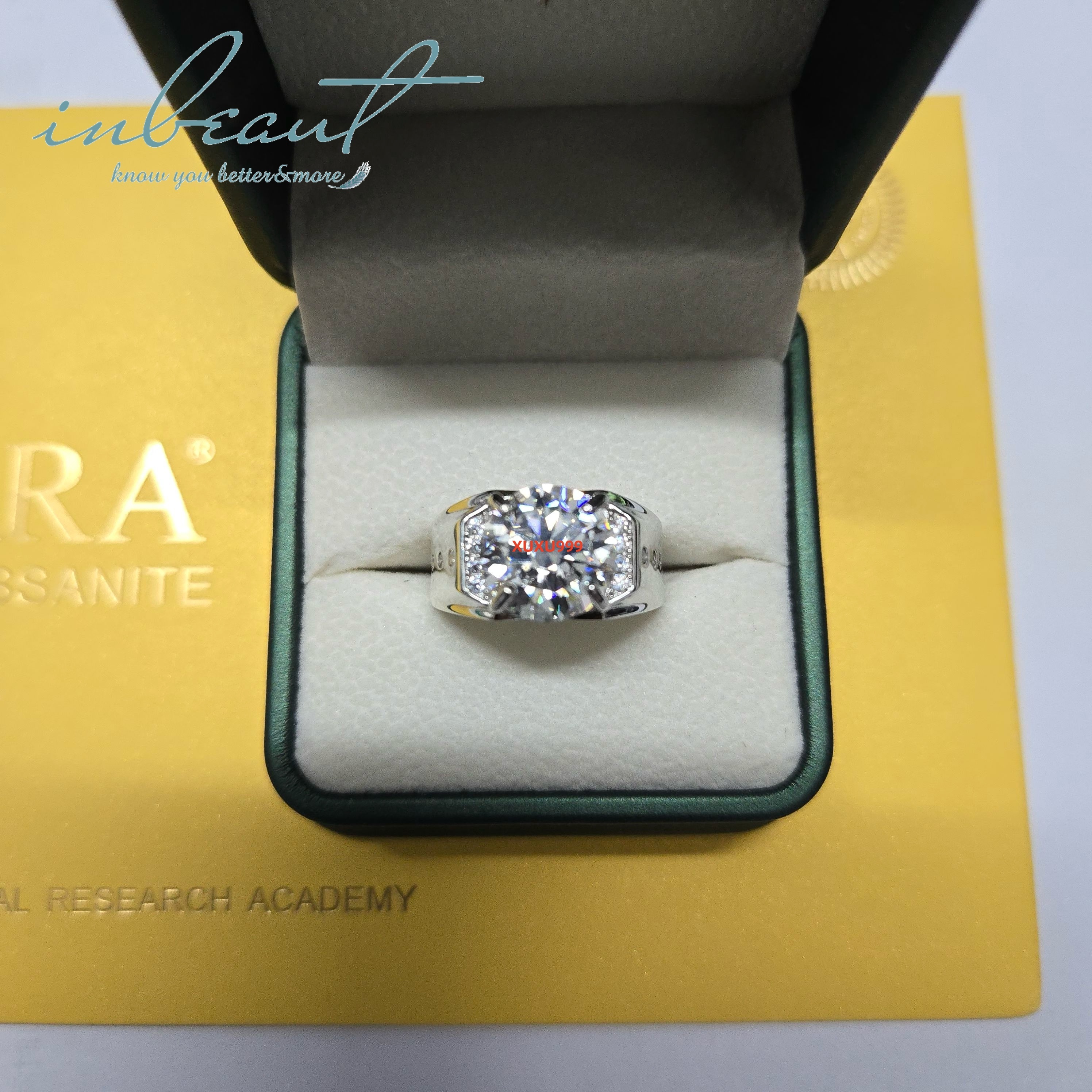 Silver 925 Original 5 Ct Round Brilliant Cut Diamond Test Past Sparkling D Color Moissanite Ring for Men Party Fine Jewelry
