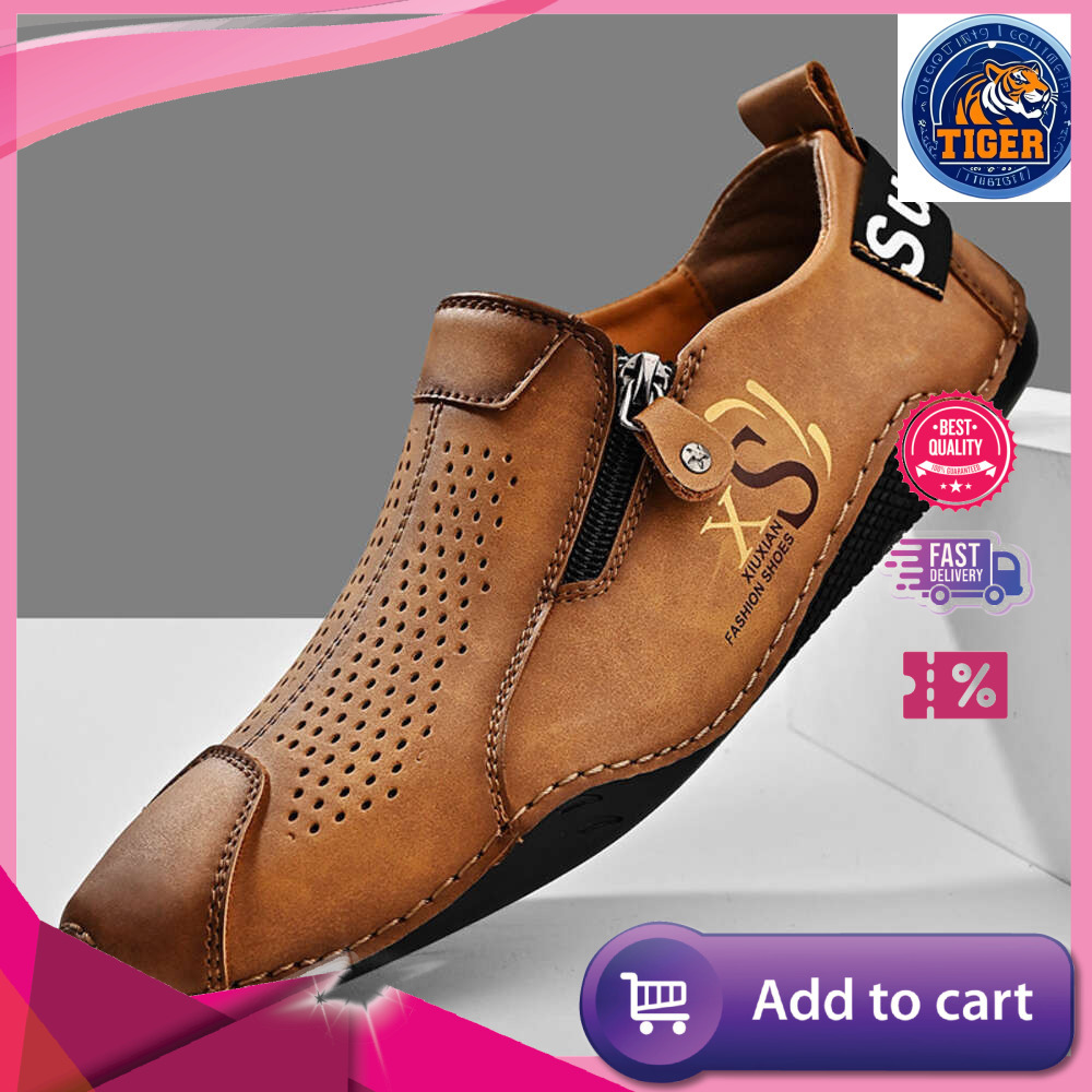 Ddmytiger Withdrawal And Italian Leakage Picking Of Real Leather For Men S Casual New Hollow Out Single Shoes Outdoor Shoes