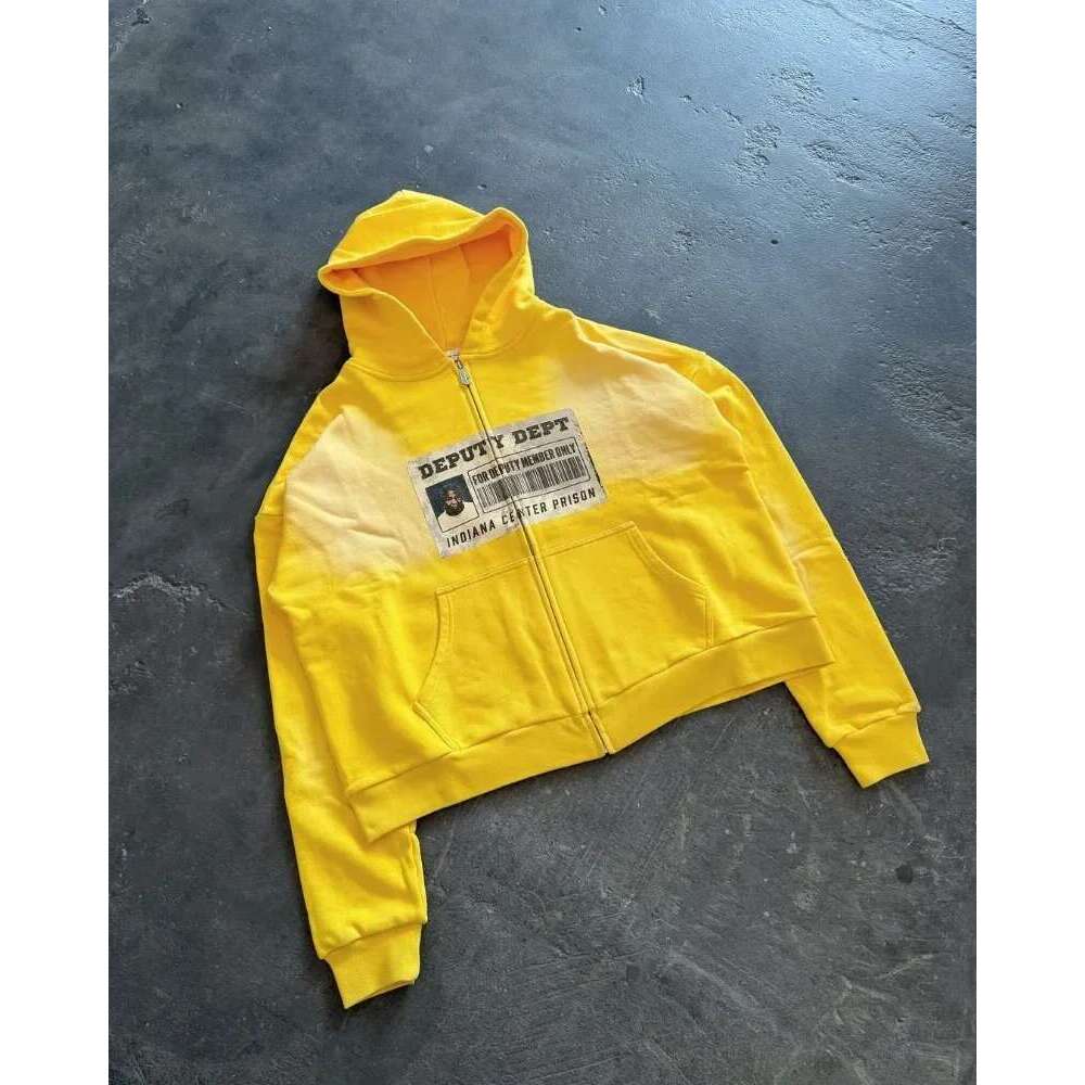 Y2k High Street Haruku Hip-Hop Versatile Cartoon Anime Print Oversized Sweatshirt Men Retro Personalized Zipper Hoodie Women Designer