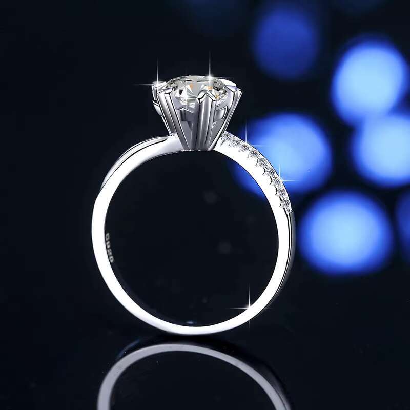 Fine Jewelry 1 2 Ct VVS1 Moissanite Diamond Ring Couples Wedding 925 Sterling Silver White Gold-plated Ring for Women Ladies