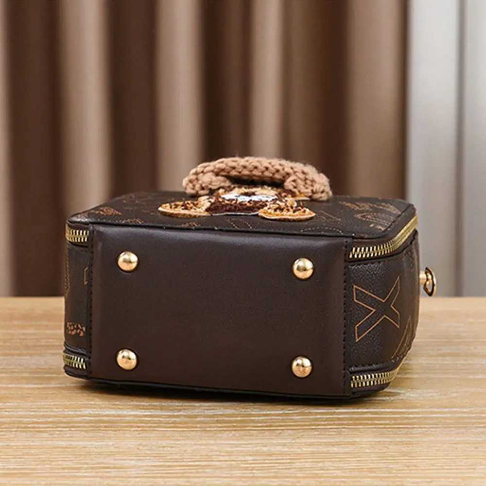 PU Leather Shoulder Bags Messenger Bag Women Small Square Bag Crossbody Bag Female Simple Cartoon Bear Handbags Pouch Z250512