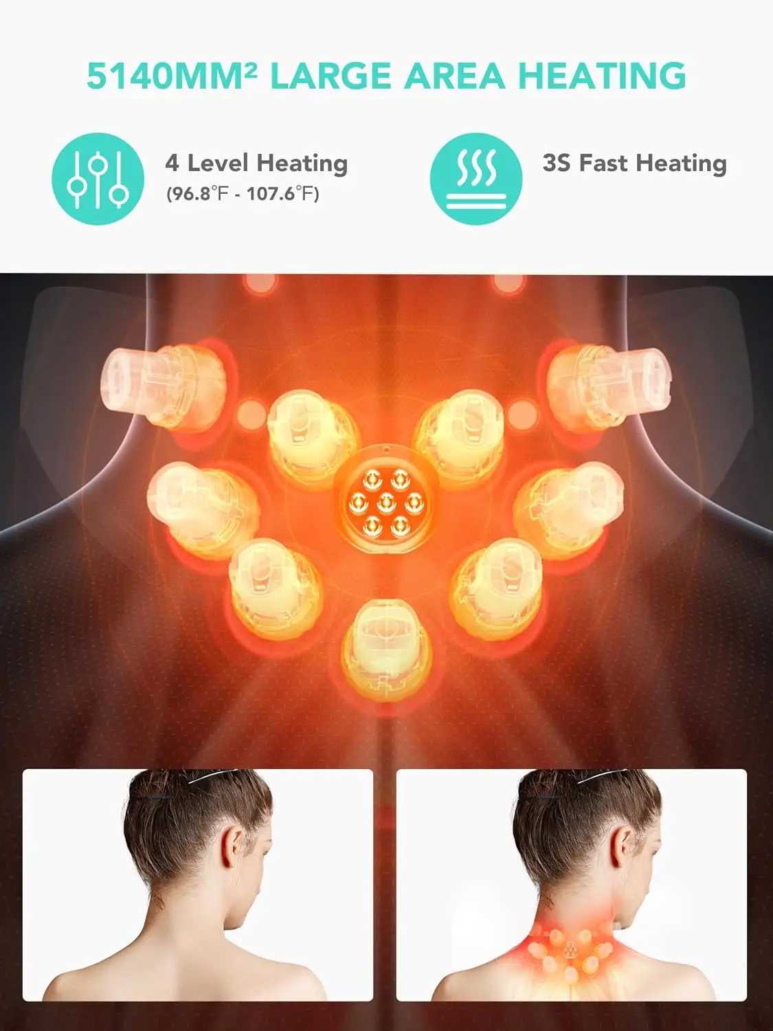 SKG Foldable Neck Massager with Heat Cordless Deep Tissue Vibration Massager for Pain Relief Portable 9D Electric Shiatsu NeckW250512