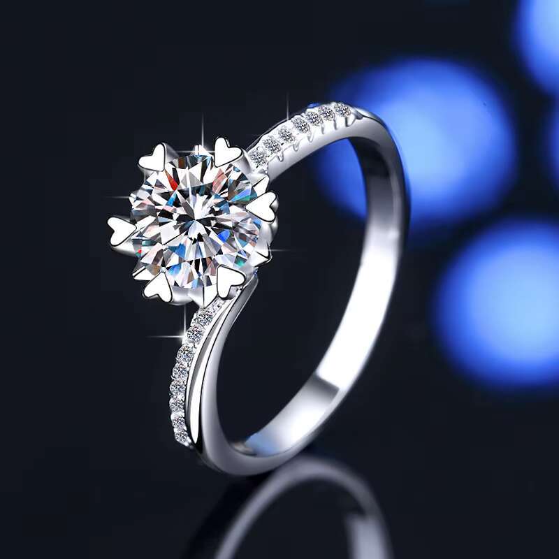 Fine Jewelry 1 2 Ct VVS1 Moissanite Diamond Ring Couples Wedding 925 Sterling Silver White Gold-plated Ring for Women Ladies