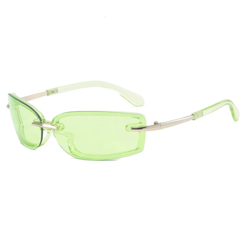 Rimless Y2K Style Sunglasses Rectangle Fashion Women Men Shades Square Sun Glasses for Female Male Oculos Metal Frame 250512