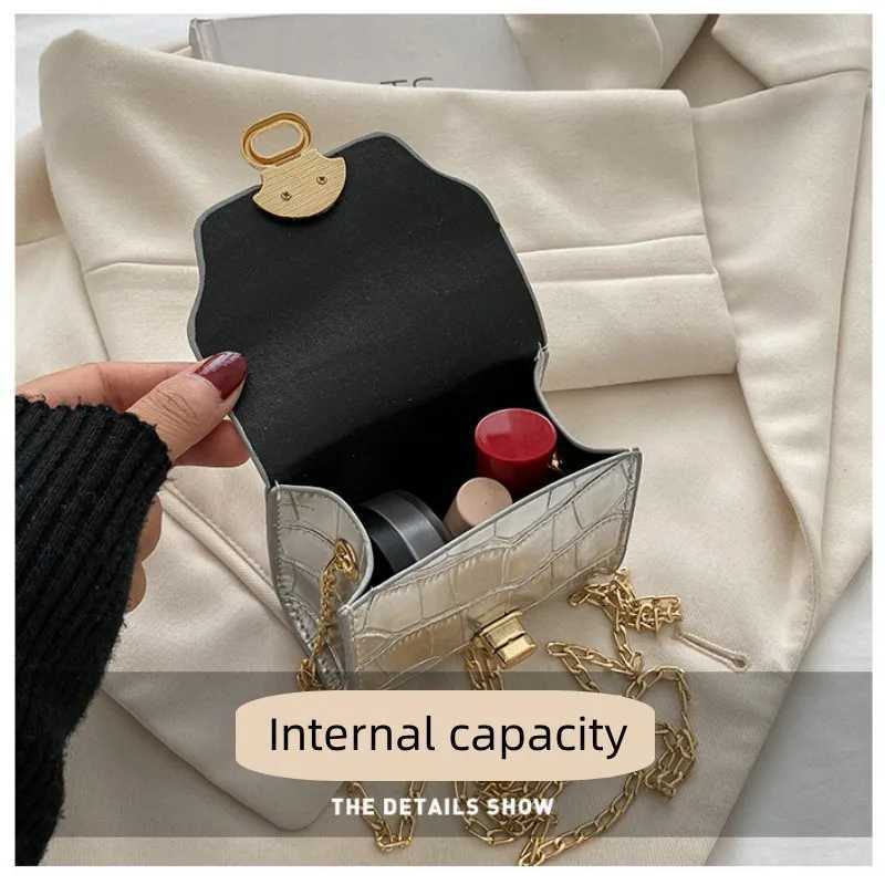 Korean Style Leather Bright Surface Shoulder Bag Chain Mini Crossbody Bag FAshion Metal Small Wallet Lipstick Pouch Z250512