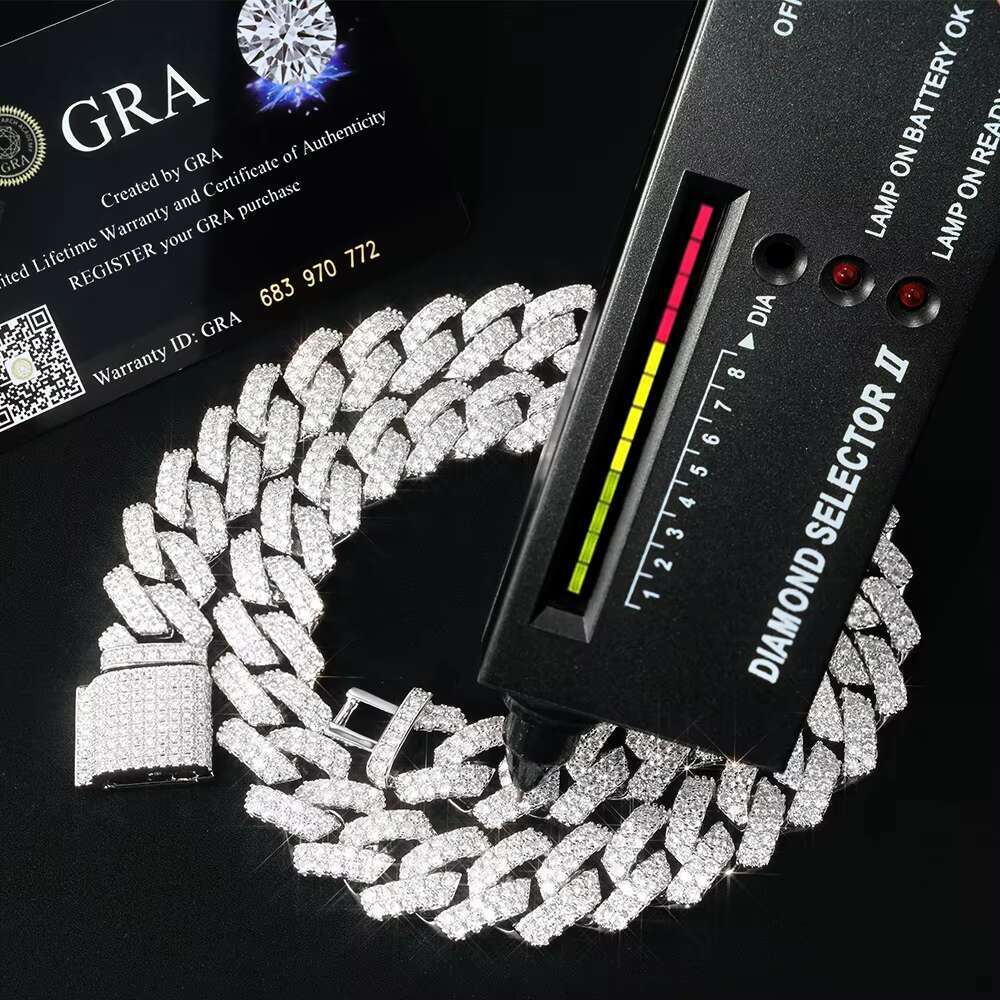 20mm Wide Moissanite Jewelry Necklace 20 Inches 22 24 Inch Sier Cuban Link Chain for Men
