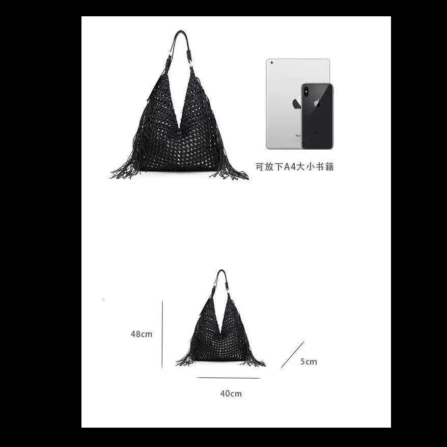 Bohemian Designer Beach Bags for Women 2025 Waterproof Nylon Tote with Hollow Tassels Inner Pocket
