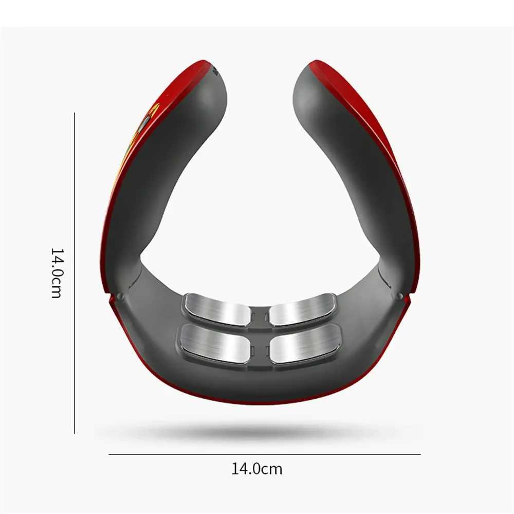Electric Neck Shoulder Pulse Massager Kneading 4 Head TENS Magnetic Pulse Heating Cervical Vertebra Relax Pain Relief MassageW250512