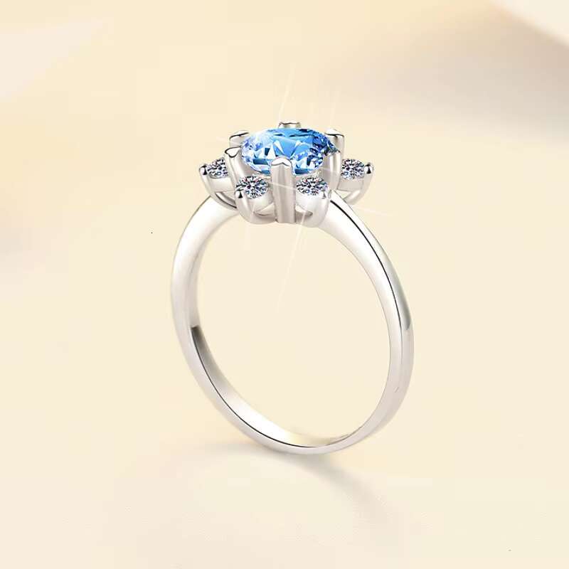 Fine Jewelry Intellectual Minimalist Ring for Women S925 Sterling Silver Blue Diamond VVS 1 Moissanite Ring of Women Ladies