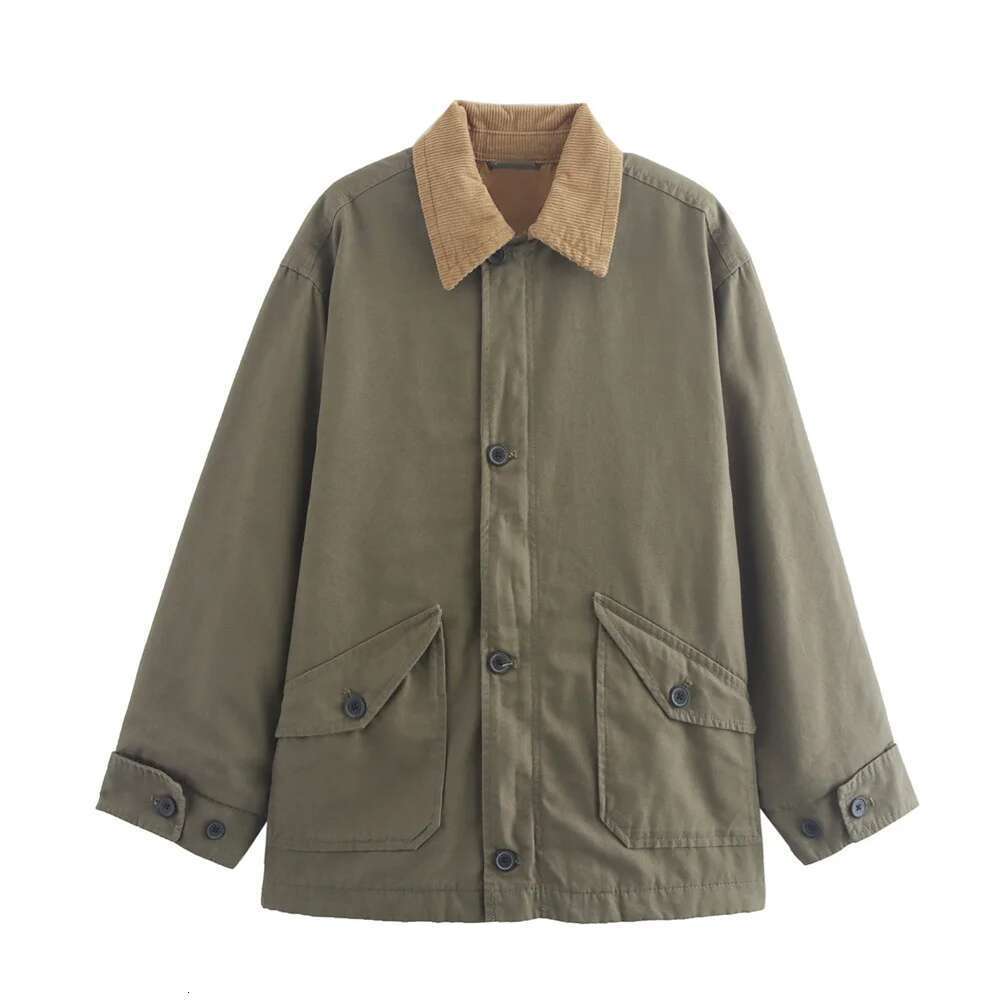 Pb&Za2024 Autumn New Product Casual Women's Fashion Versatile Solid Color Single Breasted Long Sleeve Loose Jacket Coat