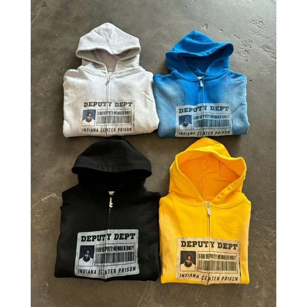 Y2k High Street Haruku Hip-Hop Versatile Cartoon Anime Print Oversized Sweatshirt Men Retro Personalized Zipper Hoodie Women Designer